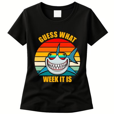 Guess What Week It Is Retro Shark Week Womens T-Shirt