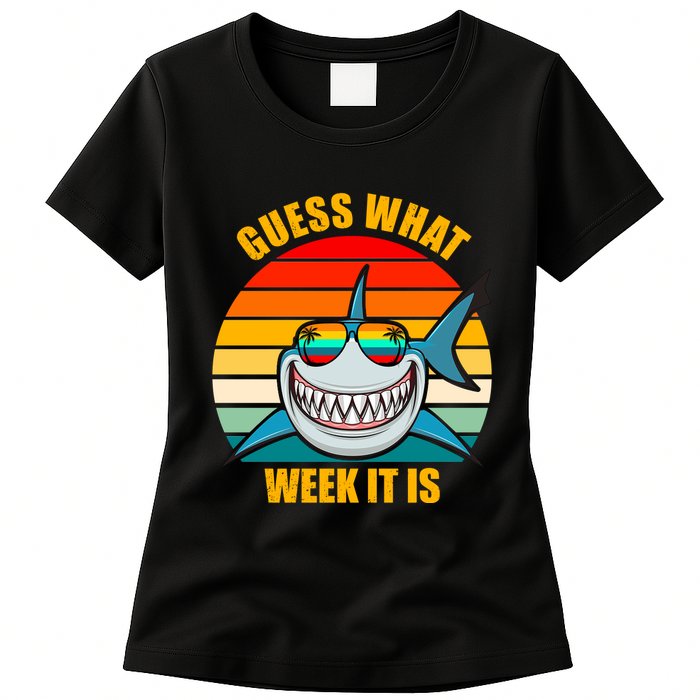 Guess What Week It Is Retro Shark Week Womens T-Shirt