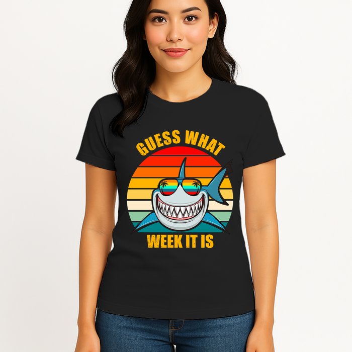 Guess What Week It Is Retro Shark Week Womens T-Shirt