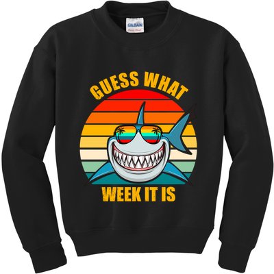 Guess What Week It Is Retro Shark Week Kids Sweatshirt