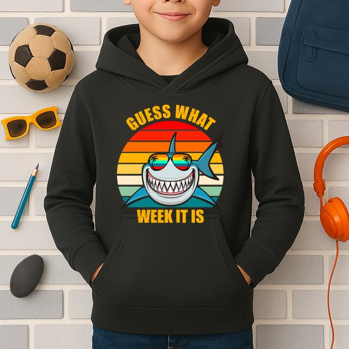 Guess What Week It Is Retro Shark Week Kids Hoodie