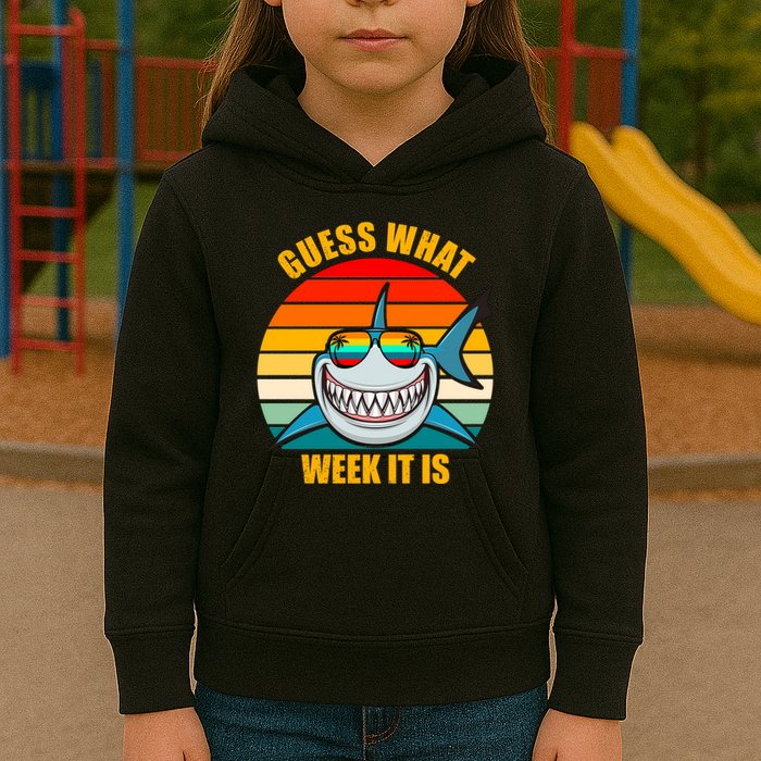 Guess What Week It Is Retro Shark Week Kids Hoodie