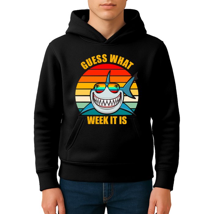 Guess What Week It Is Retro Shark Week Kids Hoodie
