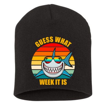 Guess What Week It Is Retro Shark Week Short Acrylic Beanie