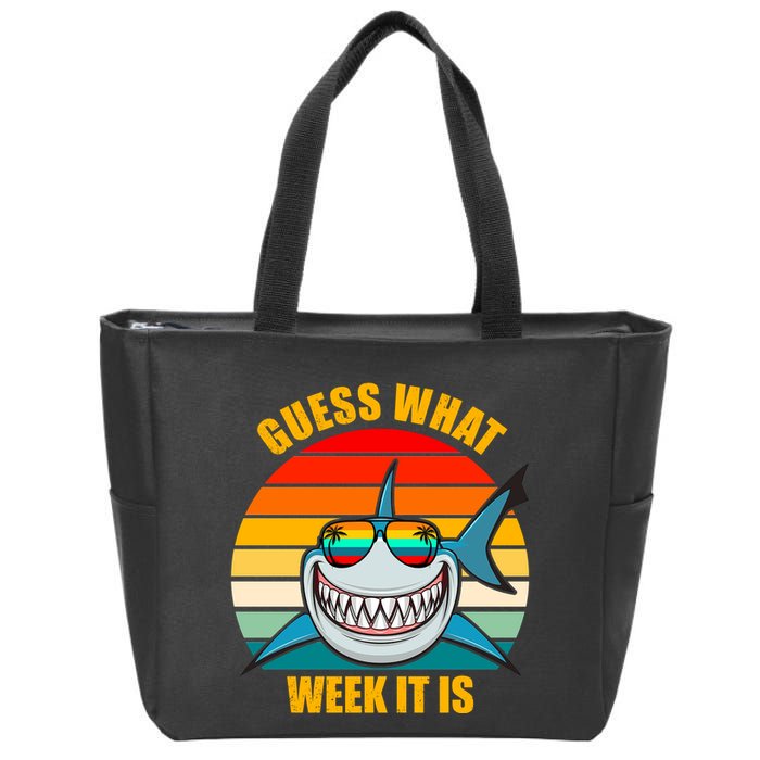 Guess What Week It Is Retro Shark Week Zip Tote Bag