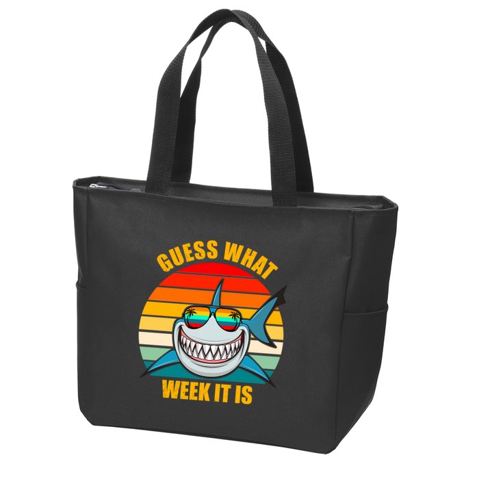 Guess What Week It Is Retro Shark Week Zip Tote Bag
