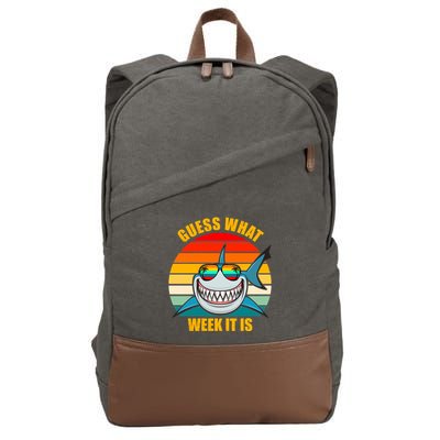 Guess What Week It Is Retro Shark Week Cotton Canvas Backpack