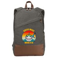 Guess What Week It Is Retro Shark Week Cotton Canvas Backpack