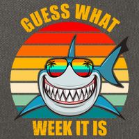Guess What Week It Is Retro Shark Week Cotton Canvas Backpack