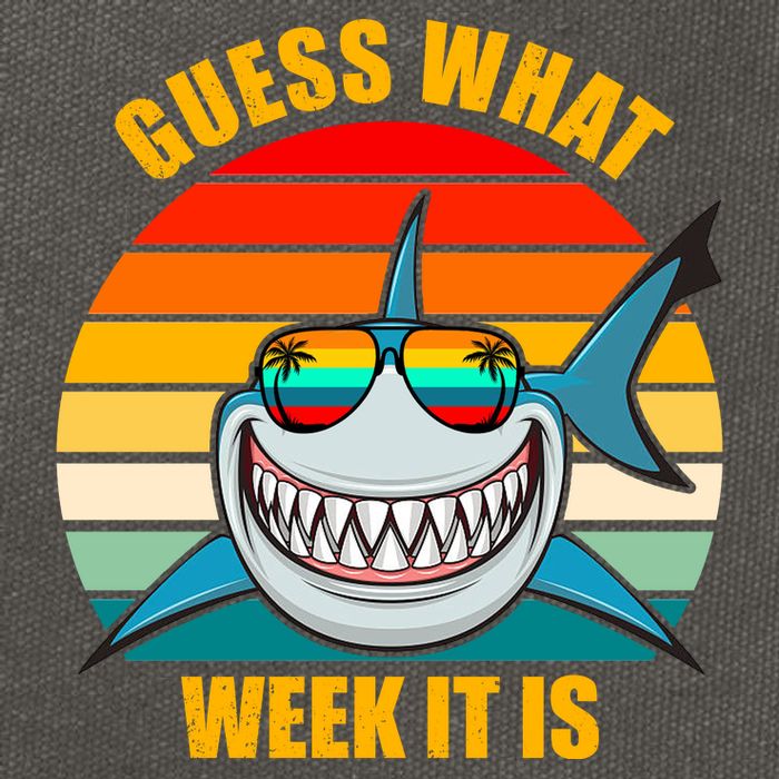 Guess What Week It Is Retro Shark Week Cotton Canvas Backpack