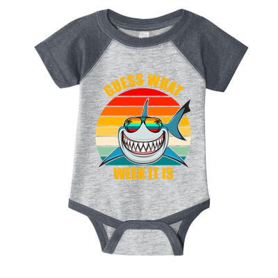 Guess What Week It Is Retro Shark Week Infant Baby Jersey Bodysuit