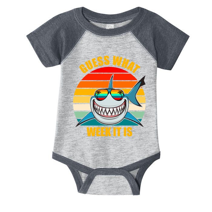 Guess What Week It Is Retro Shark Week Infant Baby Jersey Bodysuit