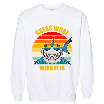 Guess What Week It Is Retro Shark Week Garment-Dyed Sweatshirt