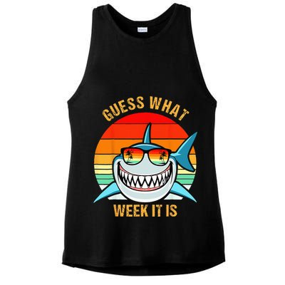 Guess What Week It Is Funny Shark Gift & Kids Ladies PosiCharge Tri-Blend Wicking Tank