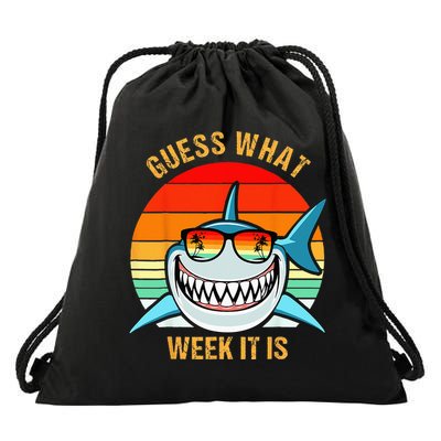 Guess What Week It Is Funny Shark Gift & Kids Drawstring Bag