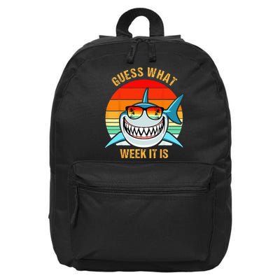 Guess What Week It Is Funny Shark Gift & Kids 16 in Basic Backpack