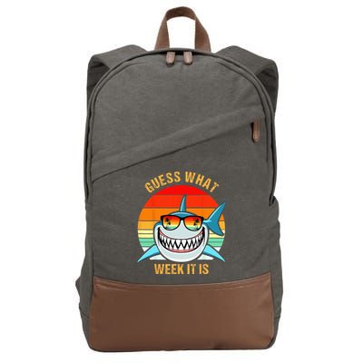 Guess What Week It Is Funny Shark Gift & Kids Cotton Canvas Backpack