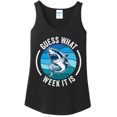 Guess What Week It Is Funny Shark Joke Retro Vintage Ocean Ladies Essential Tank