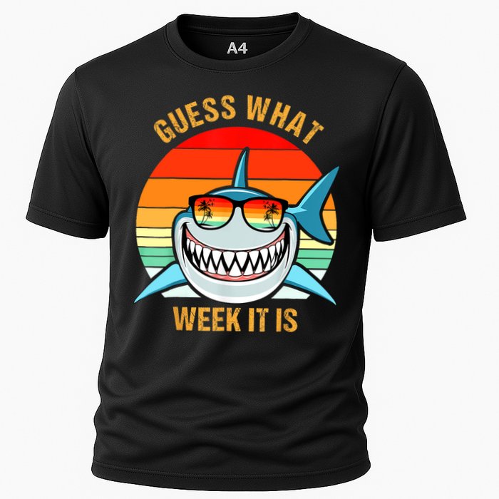 Guess What Week It Is Funny Shark Gift Womens & Kids Cooling Performance Crew T-Shirt