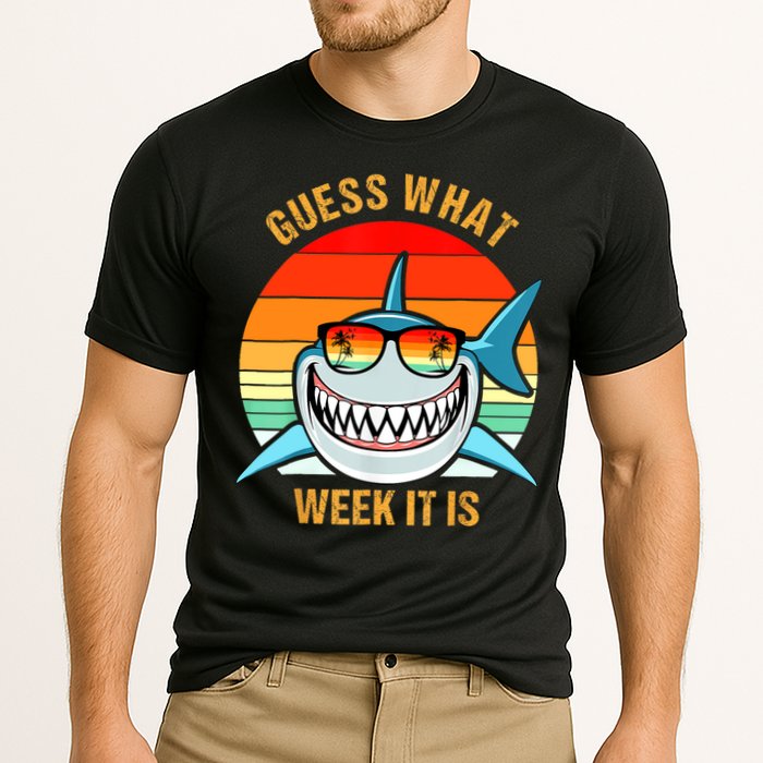 Guess What Week It Is Funny Shark Gift Womens & Kids Cooling Performance Crew T-Shirt