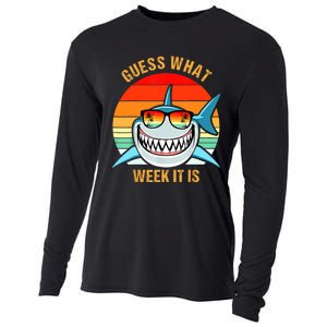 Guess What Week It Is Funny Shark Gift Womens & Kids Cooling Performance Long Sleeve Crew