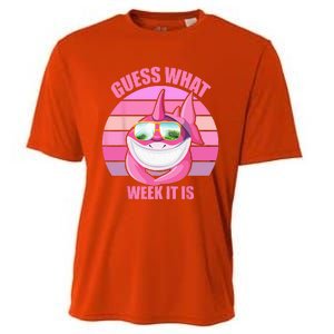 Guess What Week It Is Funny Pink Shark Cooling Performance Crew T-Shirt