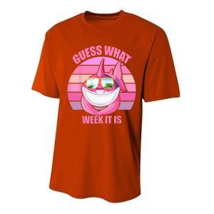 Guess What Week It Is Funny Pink Shark Performance Sprint T-Shirt