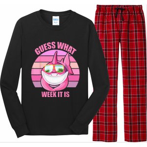 Guess What Week It Is Funny Pink Shark Long Sleeve Pajama Set