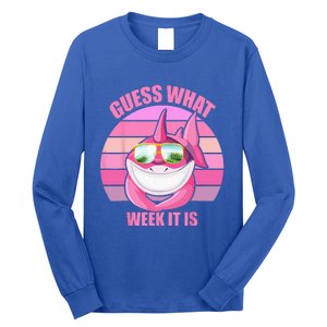 Guess What Week It Is Funny Pink Shark Long Sleeve Shirt