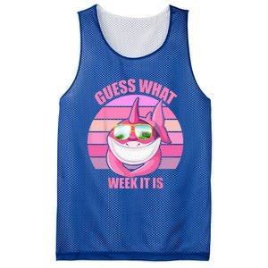 Guess What Week It Is Funny Pink Shark Mesh Reversible Basketball Jersey Tank