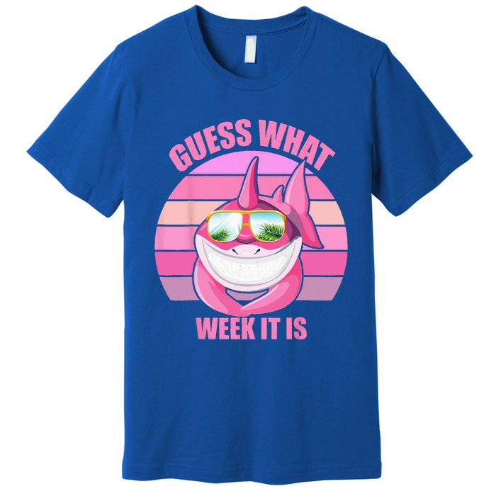 Guess What Week It Is Funny Pink Shark Premium T-Shirt