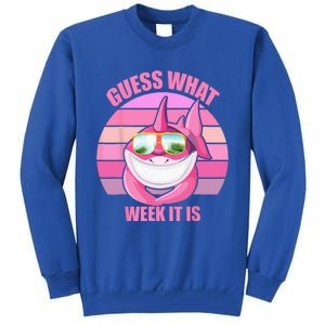 Guess What Week It Is Funny Pink Shark Tall Sweatshirt