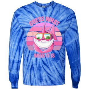 Guess What Week It Is Funny Pink Shark Tie-Dye Long Sleeve Shirt