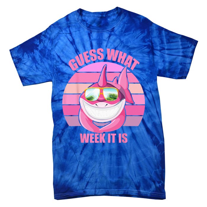 Guess What Week It Is Funny Pink Shark Tie-Dye T-Shirt