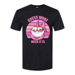 Guess What Week It Is Funny Pink Shark Softstyle CVC T-Shirt