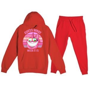 Guess What Week It Is Funny Pink Shark Premium Hooded Sweatsuit Set