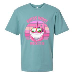 Guess What Week It Is Funny Pink Shark Sueded Cloud Jersey T-Shirt