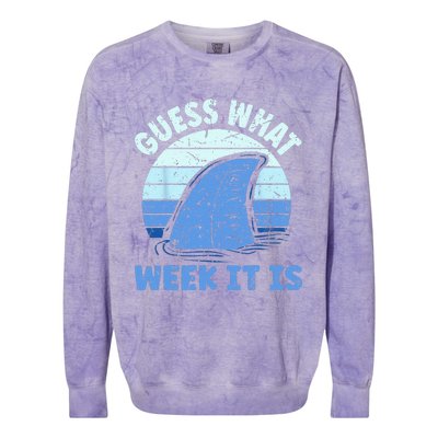 Guess What Week It Is Funny Shark Gifts Colorblast Crewneck Sweatshirt