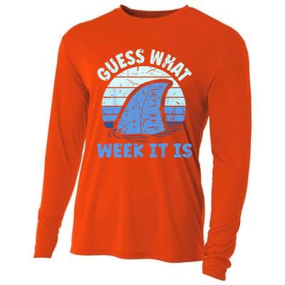 Guess What Week It Is Funny Shark Gifts Cooling Performance Long Sleeve Crew