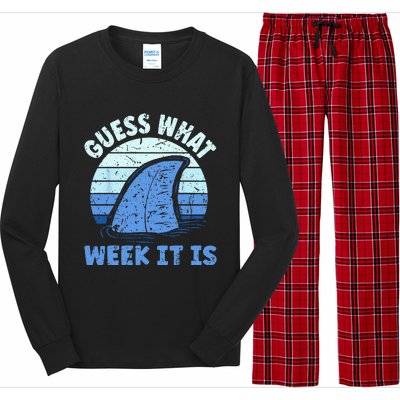 Guess What Week It Is Funny Shark Gifts Long Sleeve Pajama Set