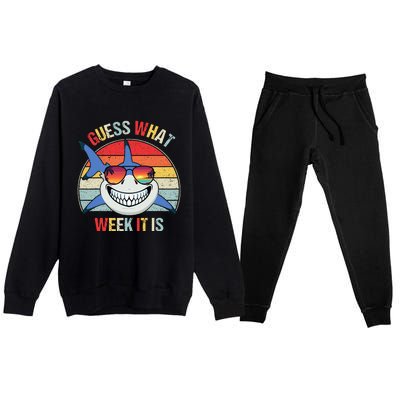 Guess What Week It Is Funny Shark Joke Premium Crewneck Sweatsuit Set