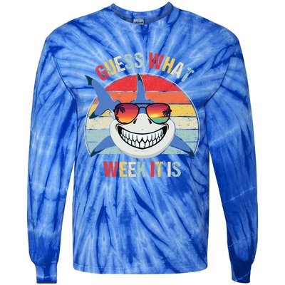 Guess What Week It Is Funny Shark Joke Tie-Dye Long Sleeve Shirt