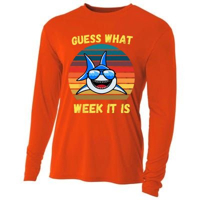 Guess What Week It Is Funny Shark Vintage Cooling Performance Long Sleeve Crew