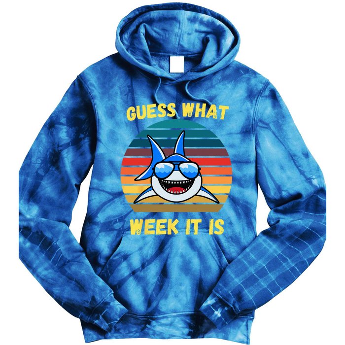 Guess What Week It Is Funny Shark Vintage Tie Dye Hoodie