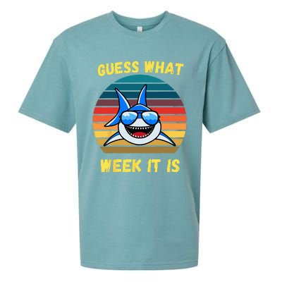 Guess What Week It Is Funny Shark Vintage Sueded Cloud Jersey T-Shirt