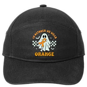 Groovy We Wear Orange Unity Day No Bullying Ghost Halloween 7-Panel Snapback Hat