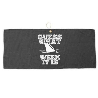 Guess What Week It Is Vacation Shark Environtalists Large Microfiber Waffle Golf Towel