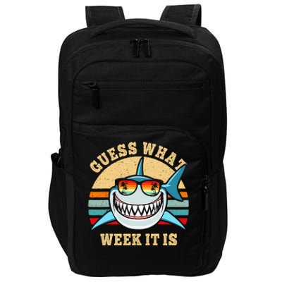 Guess What Week It Is Funny Shark Vintage Impact Tech Backpack