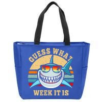 Guess What Week It Is Funny Shark Vintage Zip Tote Bag