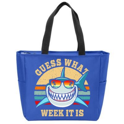 Guess What Week It Is Funny Shark Vintage Zip Tote Bag